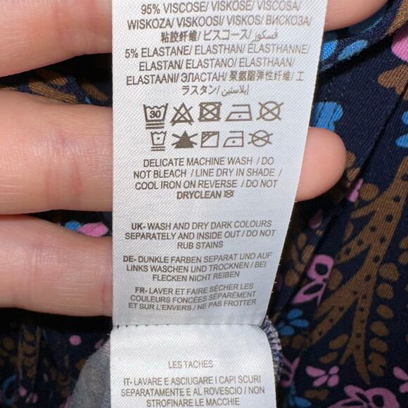 Boden Lavinia Midi Jersey Wrap Dress in French Navy Floral Size 6 Petite - Picture 8 of 13